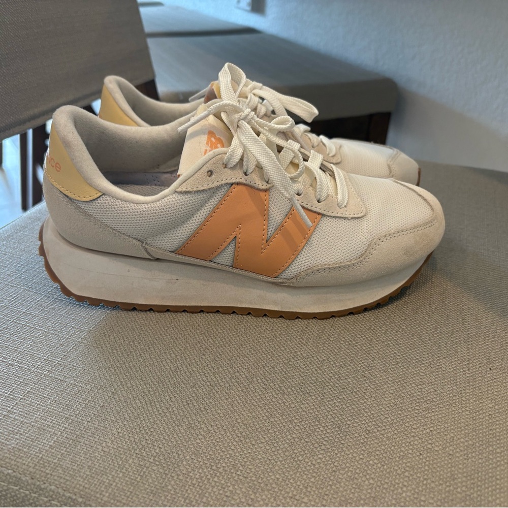 New Balance Women's Cream and Orange Sneakers